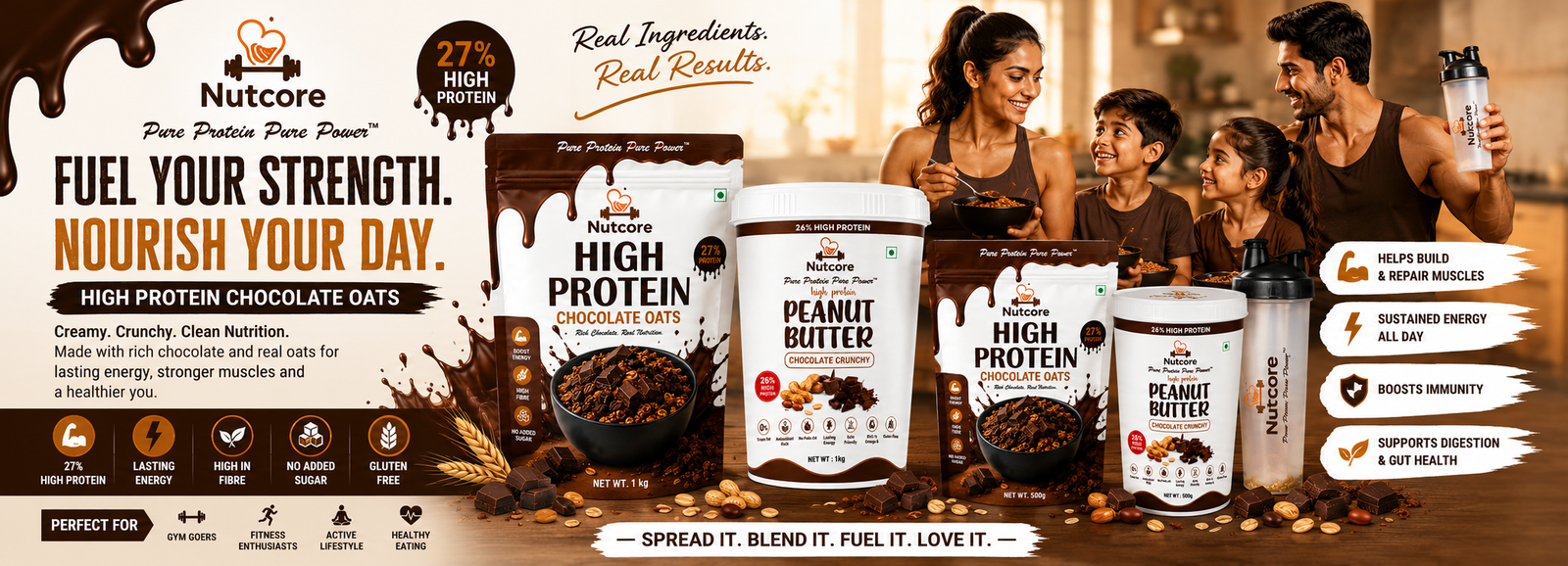 Nutcore high protein oats promotional banner